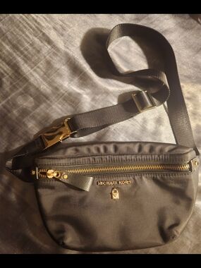 Michael Kors Black Nylon Belt Bag with Gold Hardware